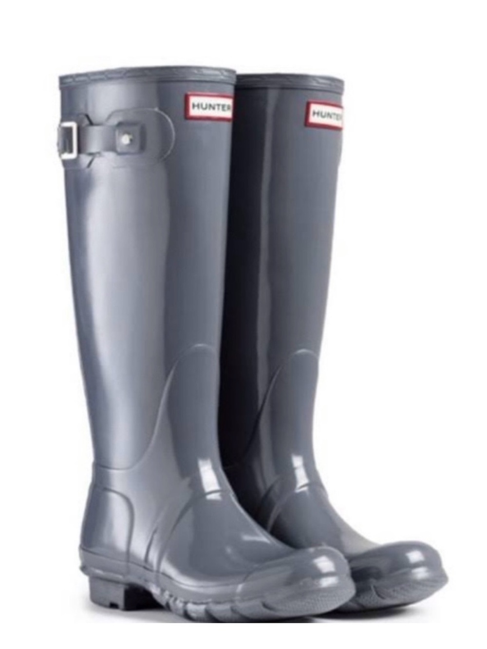 Hunter Gloss Knee-High Rain Boots - Gray